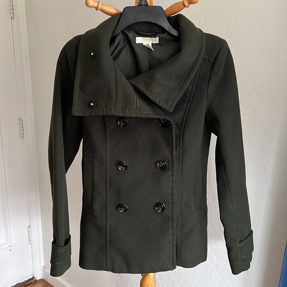 H&M hunter green pea coat - Picture 2 of 4